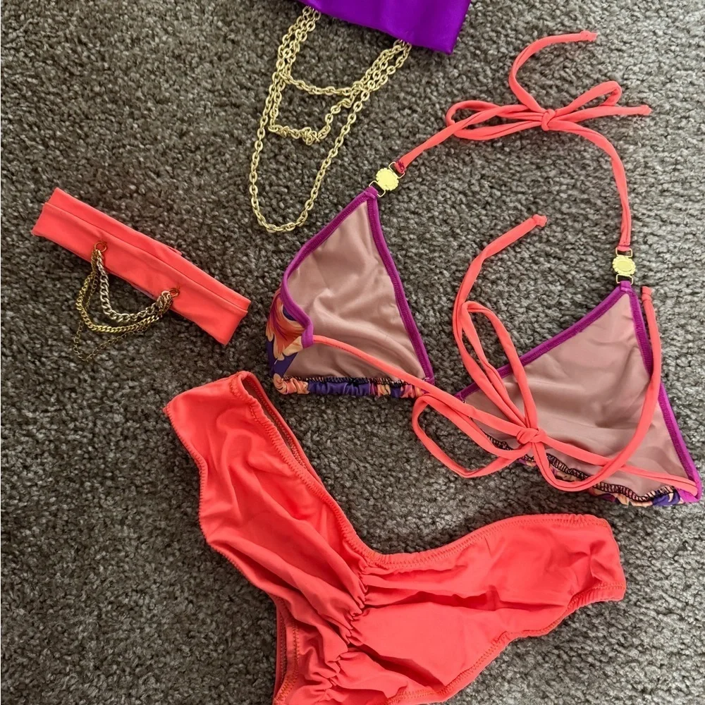 Queen Blue Swim Vibrant Orange and Purple Bikini